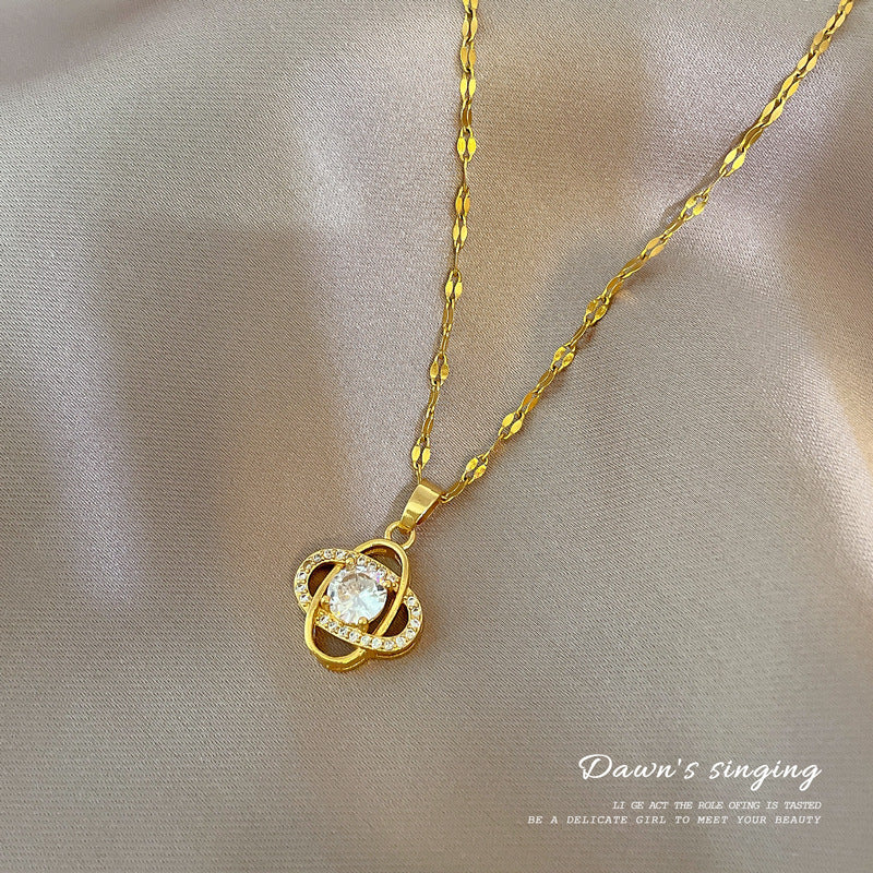 Four-leaf clover diamond necklace
