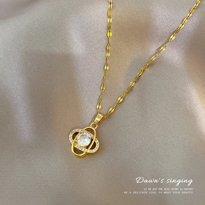Four-leaf clover diamond necklace