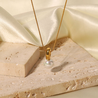 Gold plated pearl necklace