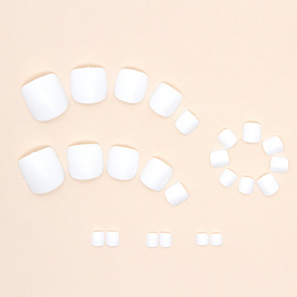 Glossy Cream White Toe Nails