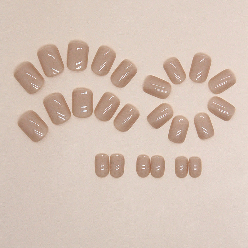 Brown Short Square Nails