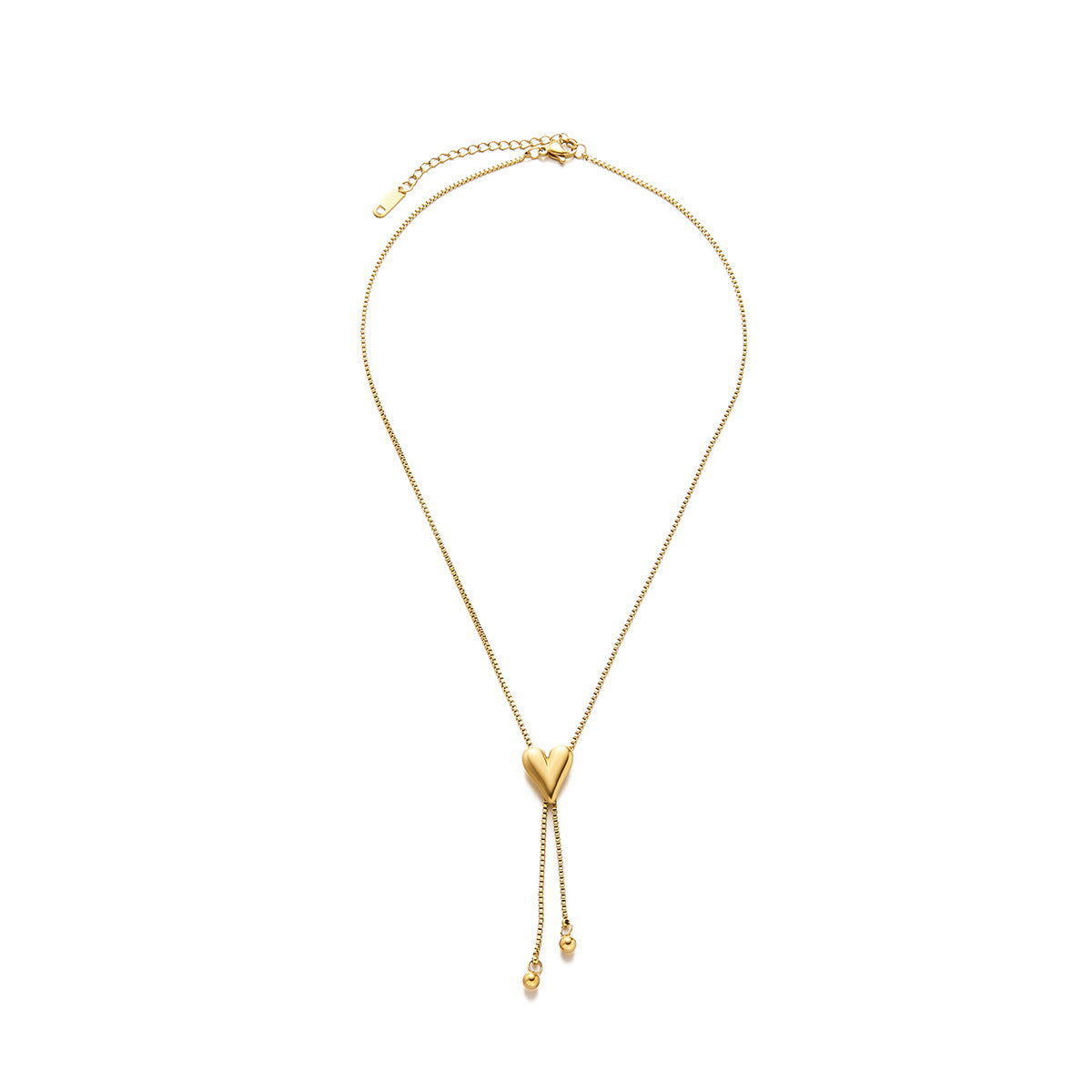 Stainless Steel Love Necklace & Heart Stud Earrings