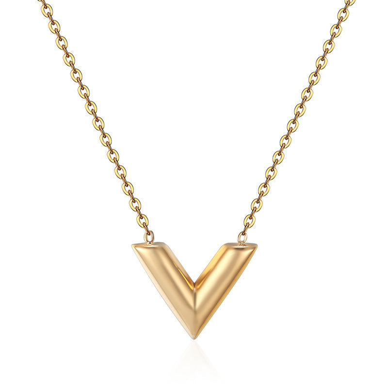 V letter necklace
