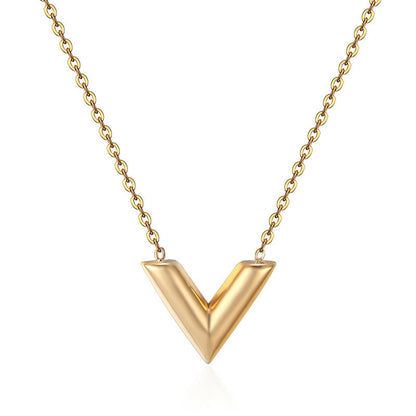 V letter necklace