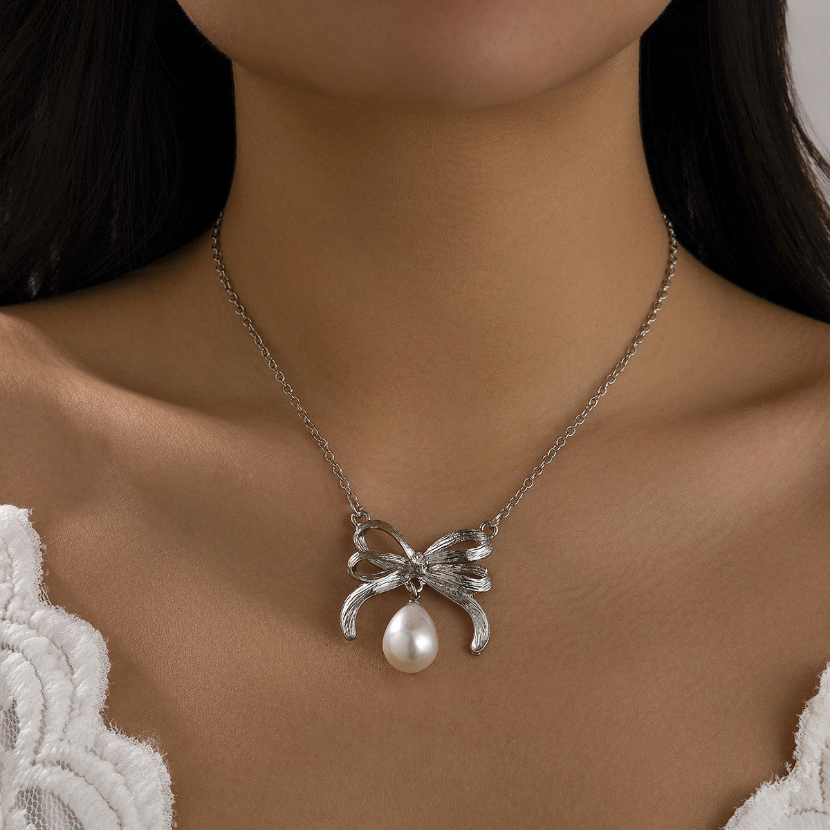 Bow Round Brand Cross Chain Necklace