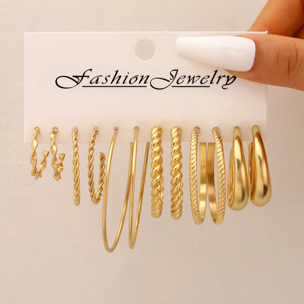 Hepburn Style Square Earring Set (6 Pairs)