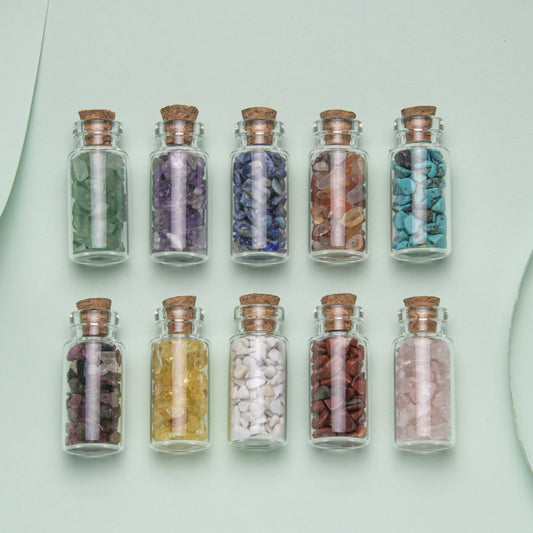 Botella de deseos de grava de ágata de cristal 