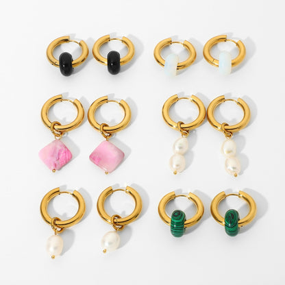 Stone pendant earrings