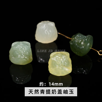 Cuentas sueltas con grabado de cabeza de león de obsidiana plateada y cristal 