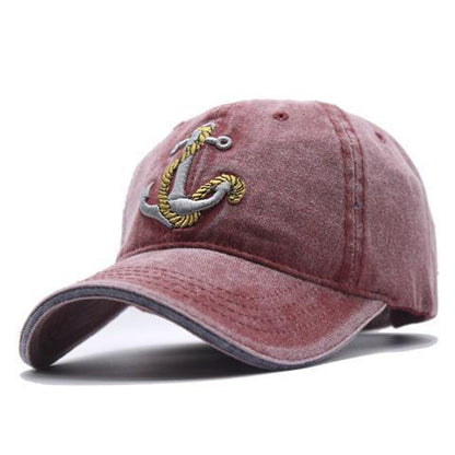 Gorra con bordado de ancla en la parte superior suave lavada 