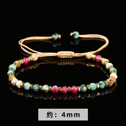 Turquoise with chalcedony woven bracelet