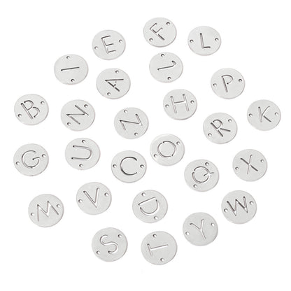 20 pcs/package steel color 26 letters titanium steel fittings