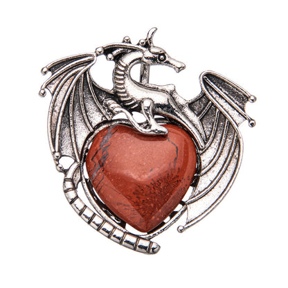 Colgante de cristal en forma de corazón de pterosaurio de dragón volador vintage 