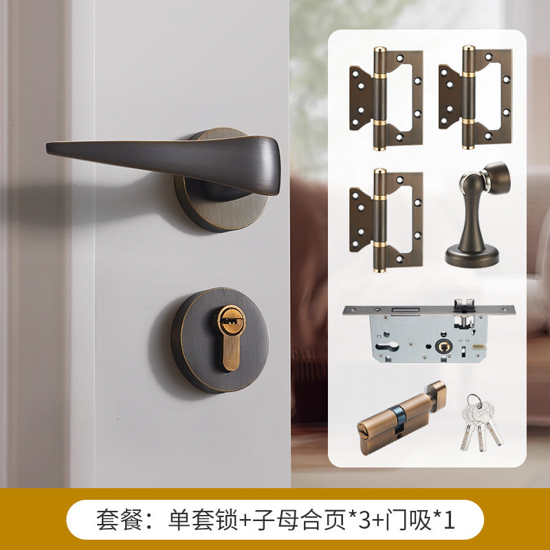 Brass door lock gold silver lock