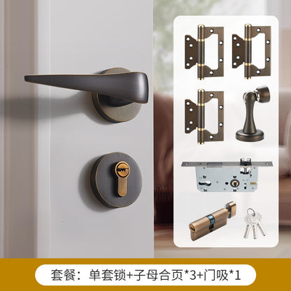 Brass door lock gold silver lock