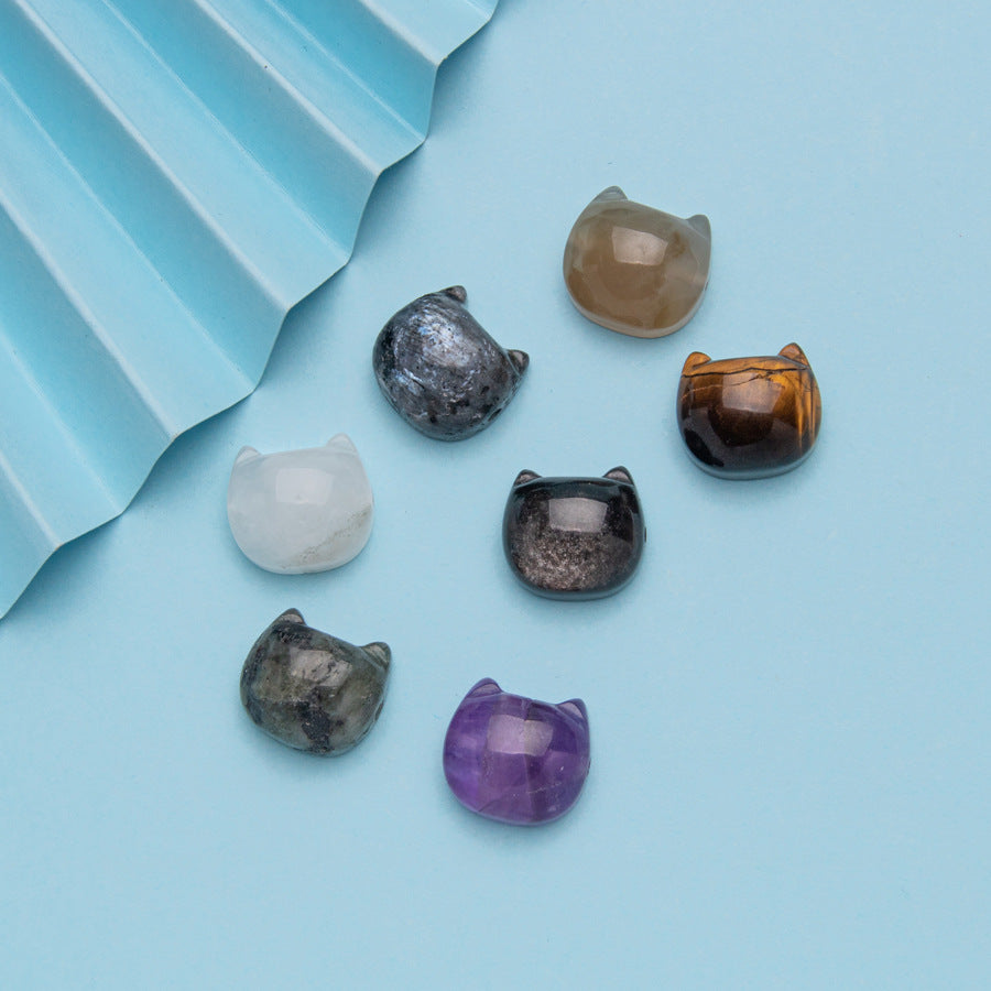 Amethyst Silver Cat Head Crystal Handmade DIY Accessories