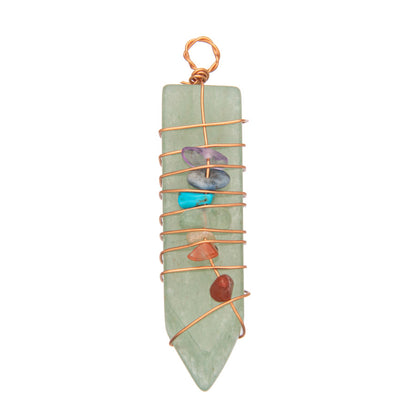 Crystal Bullet Seven Chakra Wire Wrap Arrow Pendant