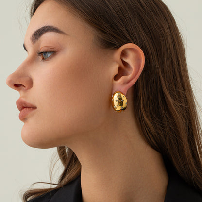 White Diamond Oval Earrings