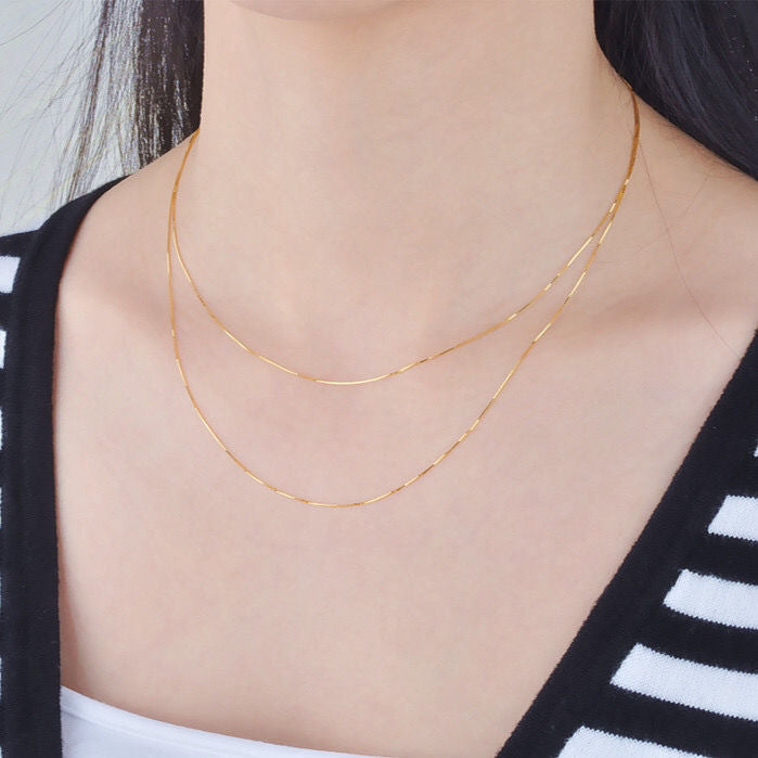 Korean Box Pendant Short Collarbone Necklace