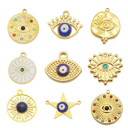 3 pcs/titanium steel eye pendant gold