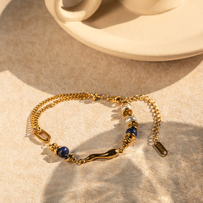 18k pearl lapis lazuli drop bracelet
