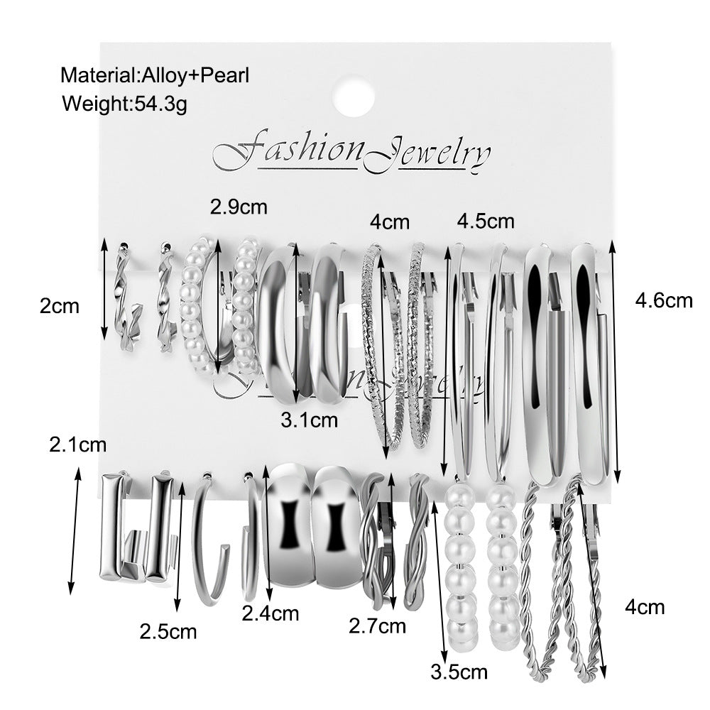 Imitation Pearl Hoop Earrings Set