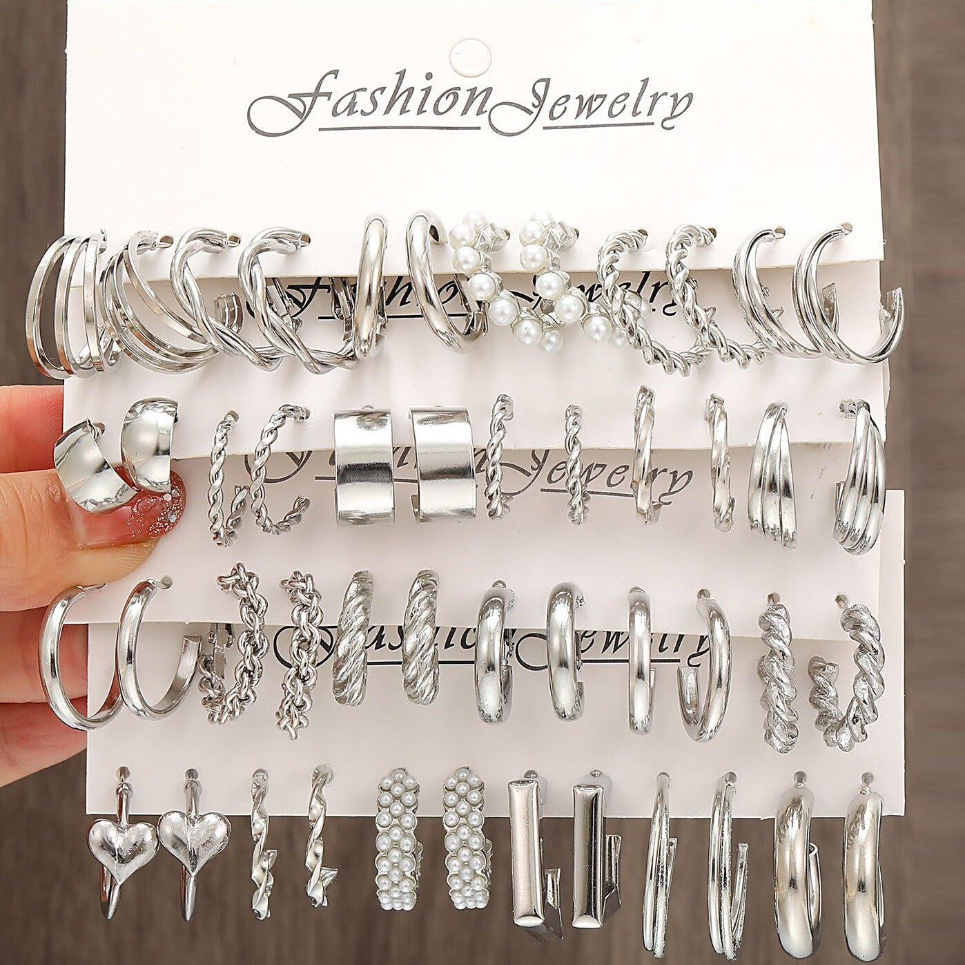 Metal Twist & Geometric Earring Set