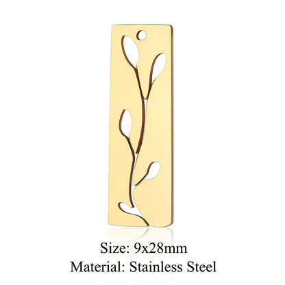 Colgante de acero de titanio con forma de flor y hoja, 5 unidades por bolsa 