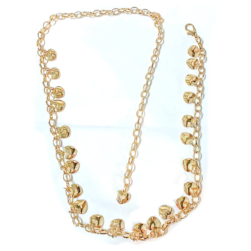 Carved geometric retro waist chain