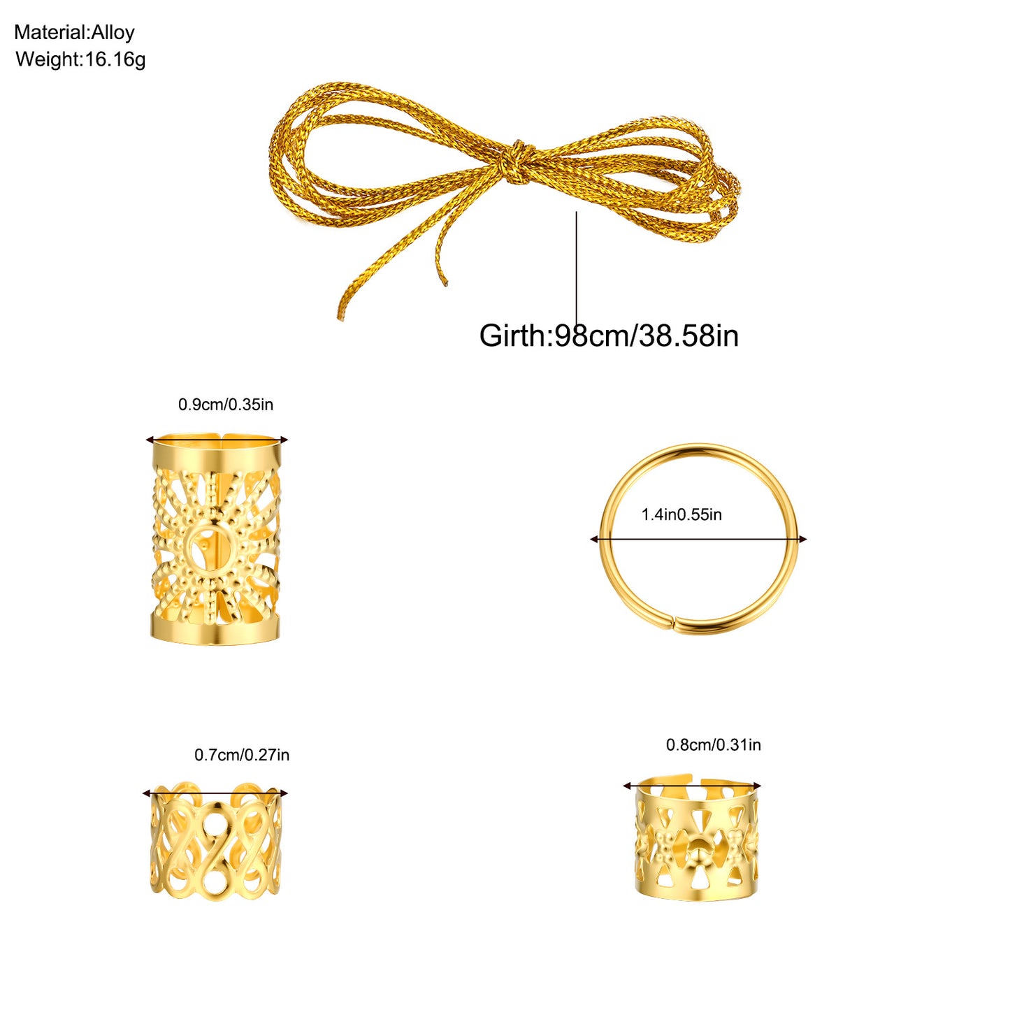 43Pcs DIY Dreadlock Hair Extension Rings