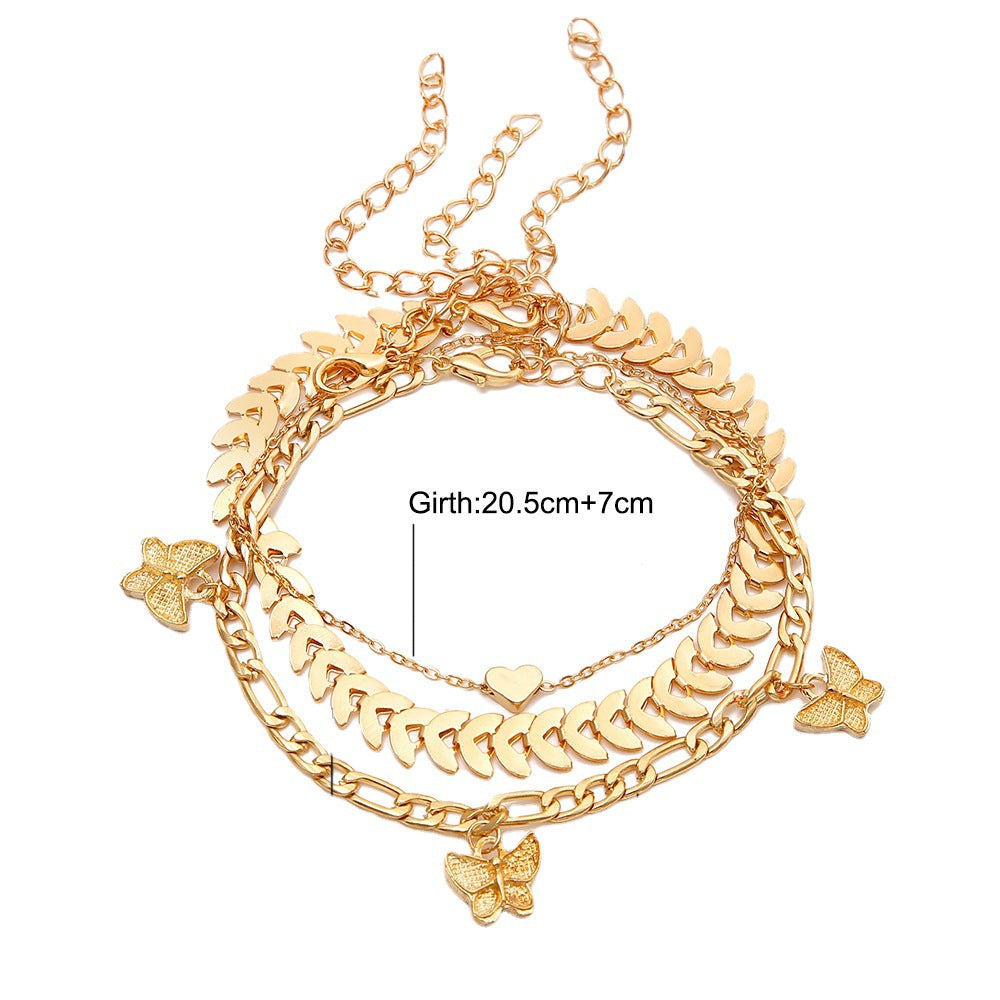 Diamond Love Aircraft Chain Anklet