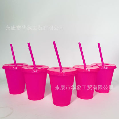 Glitter straw cup, large capacity pp plastic cup