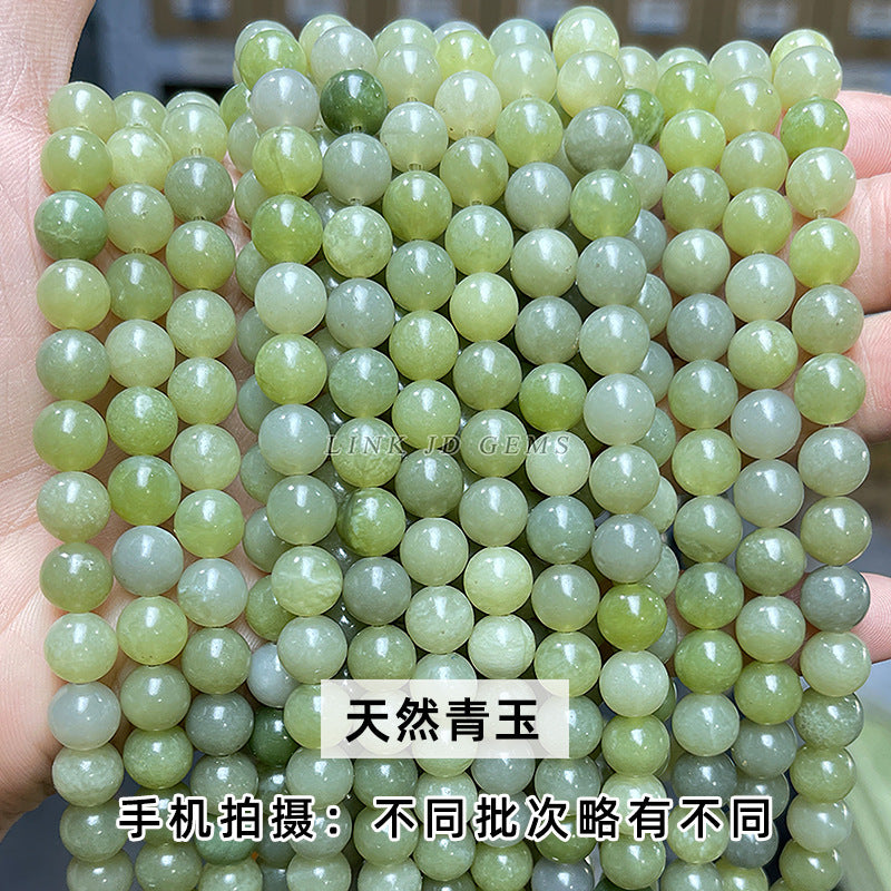 Stone sapphire loose beads Green jade bracelet round beads work in progress