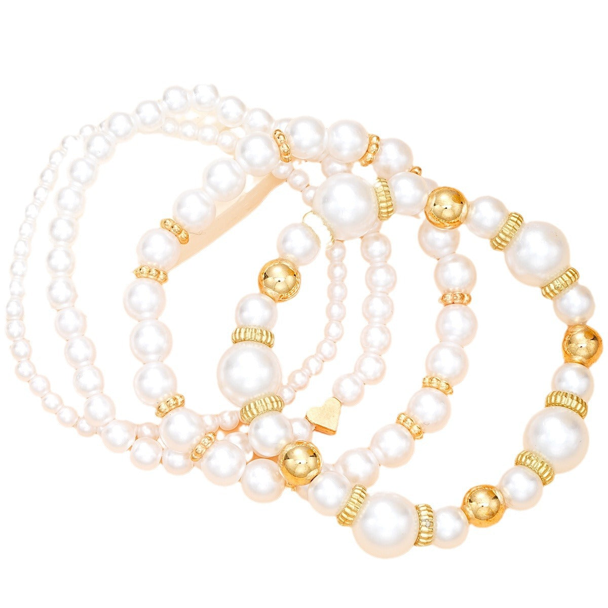 Milk White Pearl Love Bracelet Set