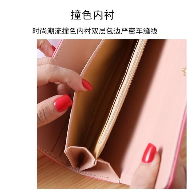 Buckle diamond crown multi-card wallet