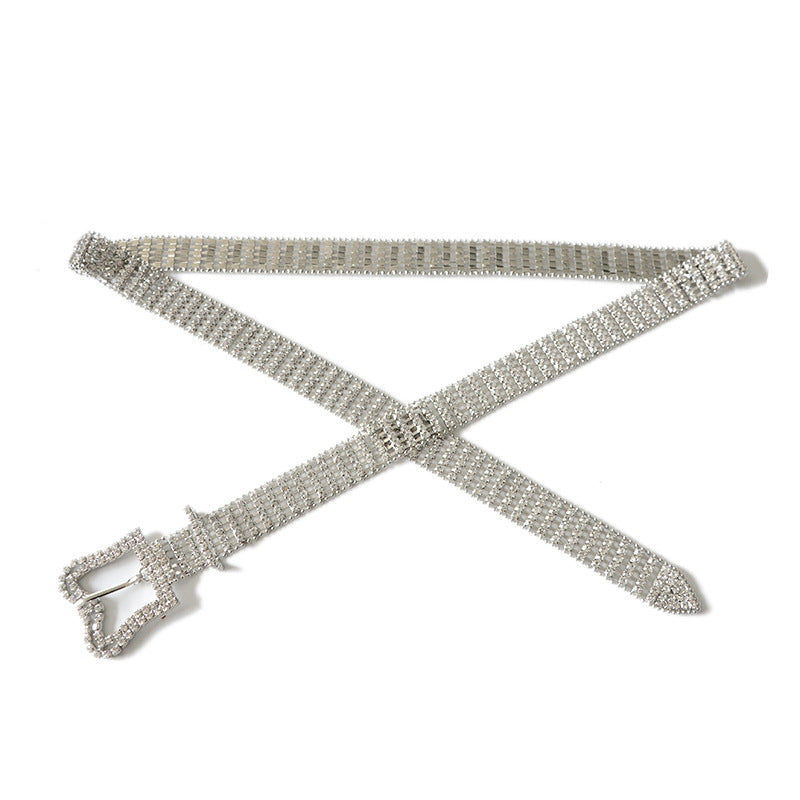 Full Diamond Plantain Buckle Rhinestone Belt