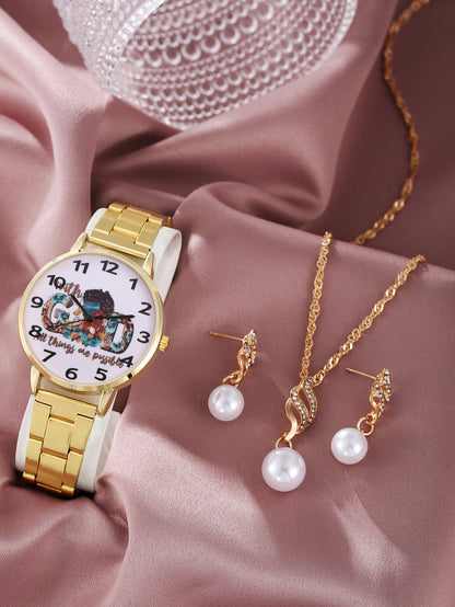 Necklace Steel Strap Quartz Watch Rose Bracelet