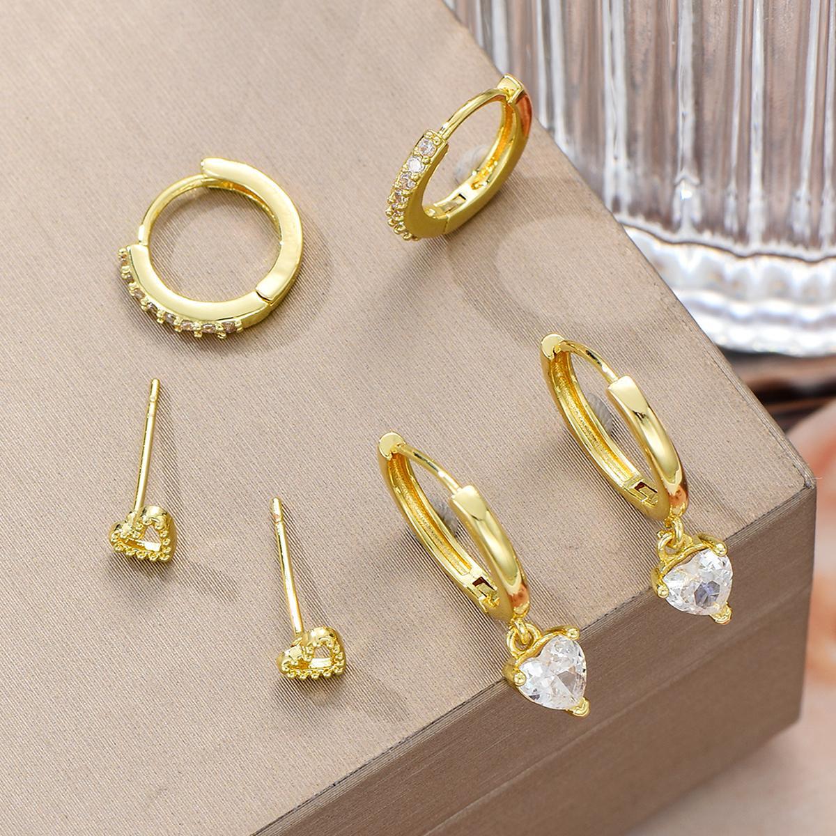 18K Gold Plated Zircon Peach Heart Earrings