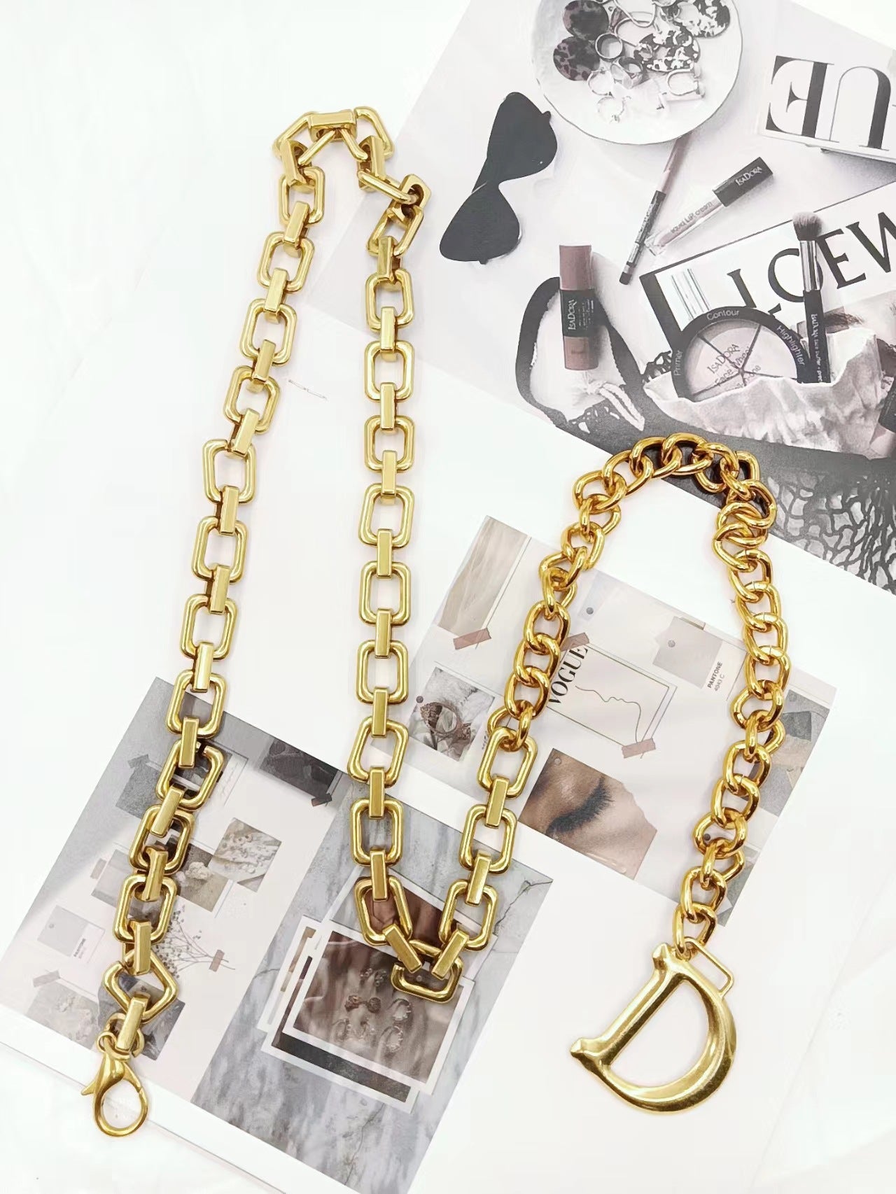D letter metal chain belt