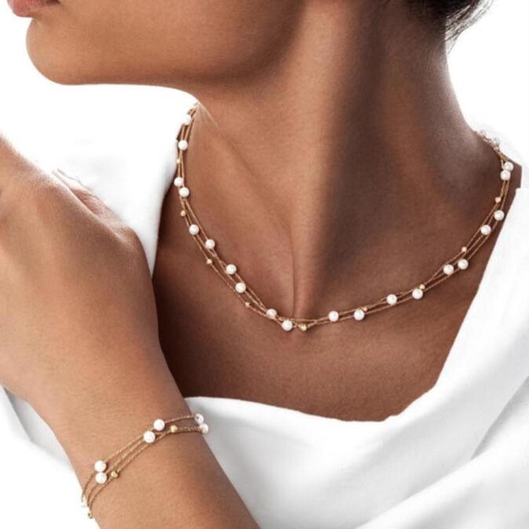 Multi-layer Pearl Star Necklace & Bracelet Set