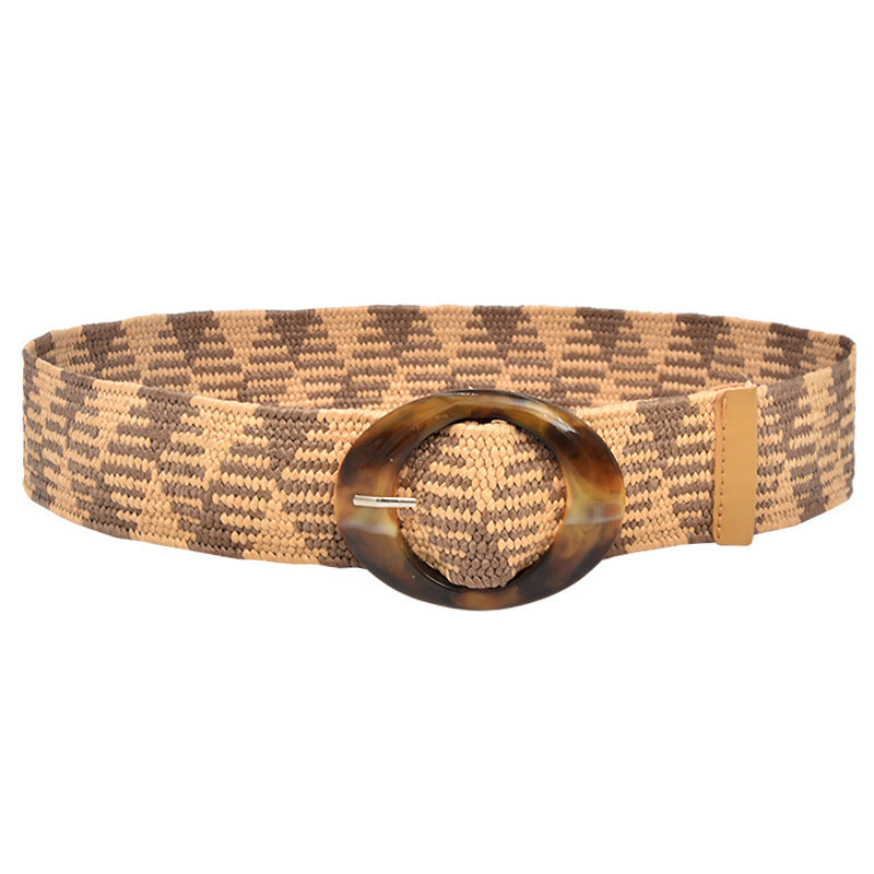 Ethnic style woven elastic belt