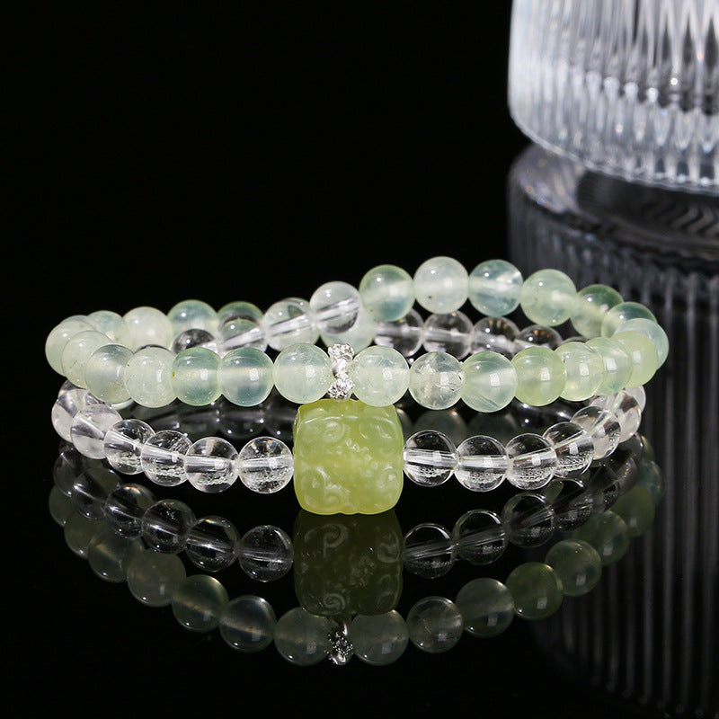 7A Natural White Crystal Grape Stone Double Ring Bracelet