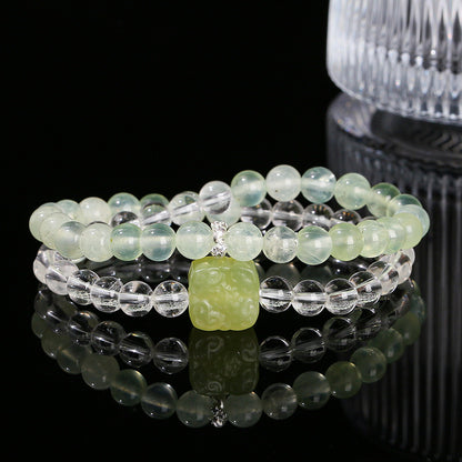 7A Natural White Crystal Grape Stone Double Ring Bracelet