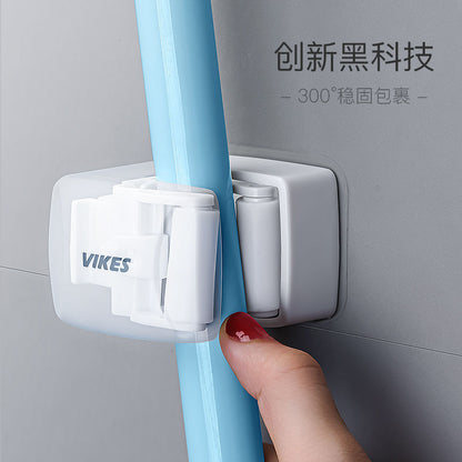 Soporte para fregona para el hogar, sin taladros, montaje en pared, con clip fijo 