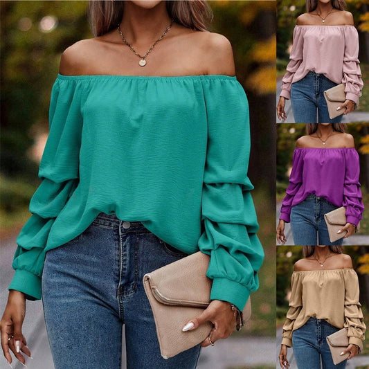 Off-Shoulder Tubercle Sleeve Long Sleeve Shirt