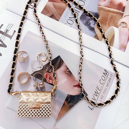 Pearl chain metal box bag women's summer