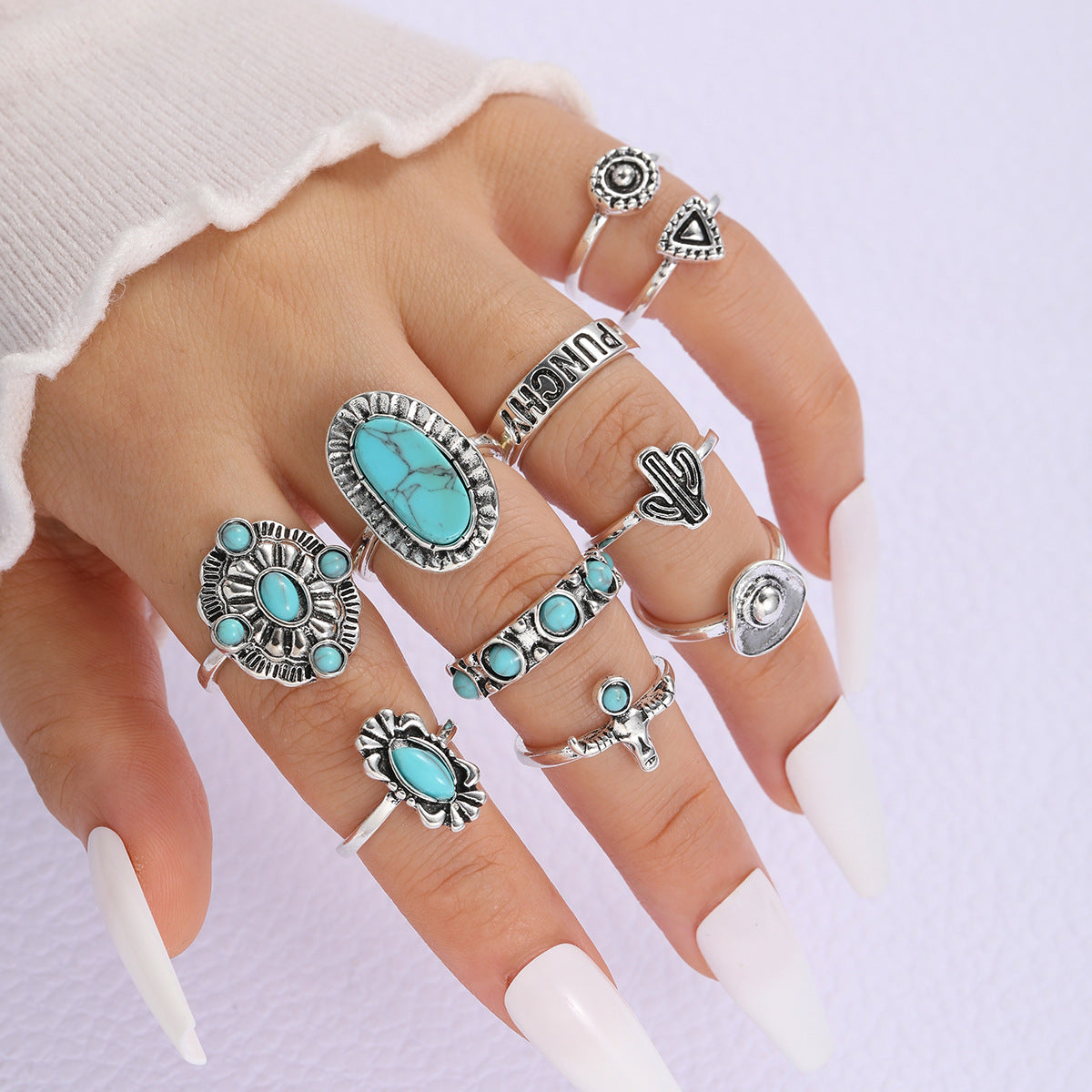 Bohemian Turquoise Ring Set