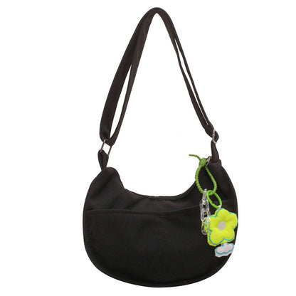 Solid color canvas small yellow flower messenger bag
