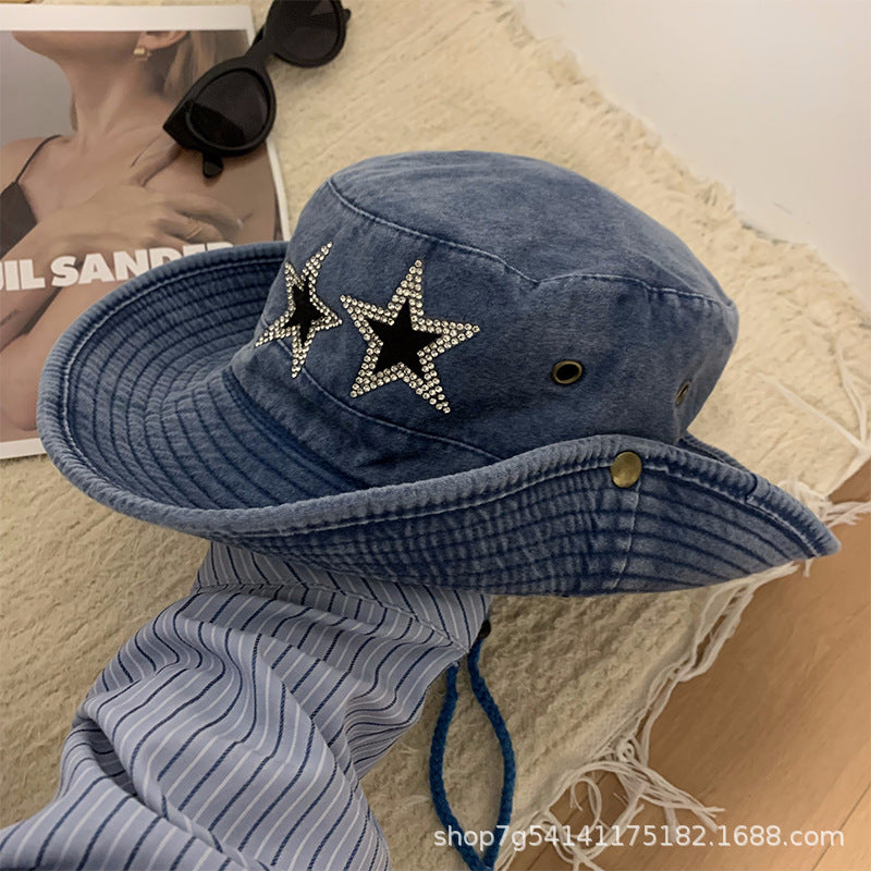 Sombrero de vaquero occidental con estrella retro 