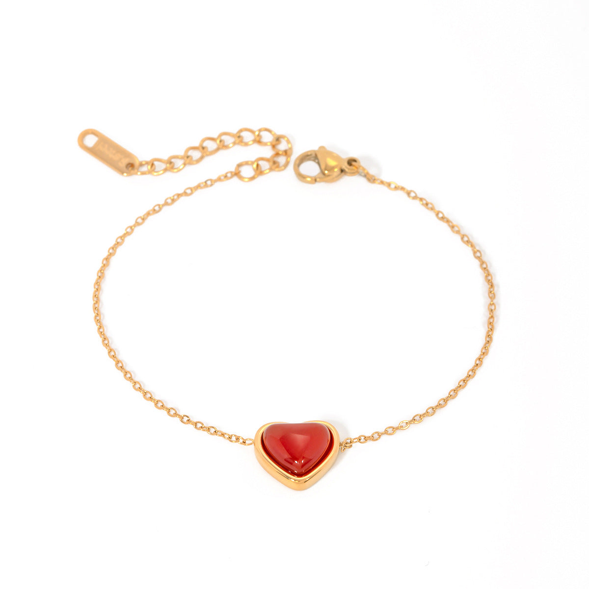 Red agate heart bracelet